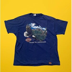 Vintage Harley Davidson Born to Freedom‎ Eagle Graphic T Shirt Large